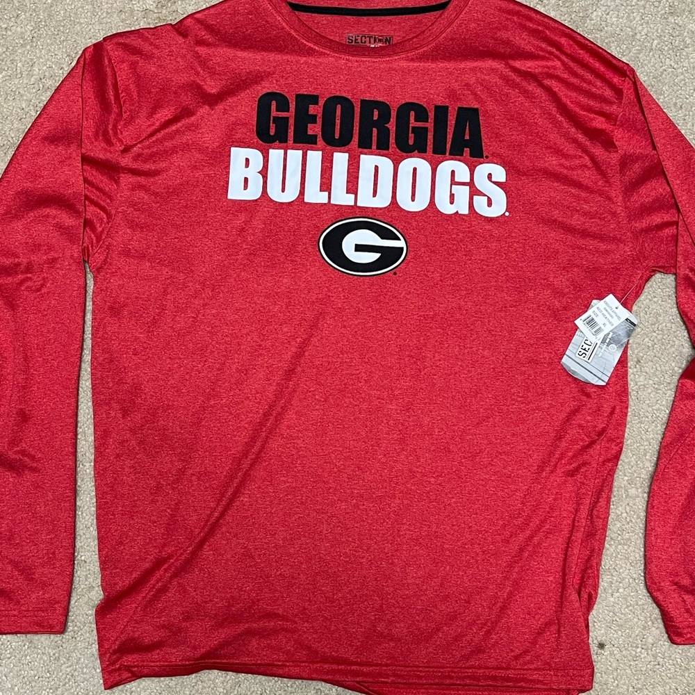 Georgia Bulldog Apparel Red Long Sleeve Shirt dri-fit by Session 101 Majestic